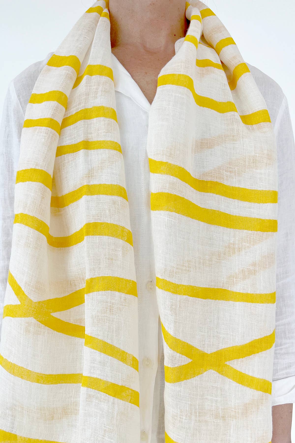 Linen Scarf: Rocks Blue/Blue