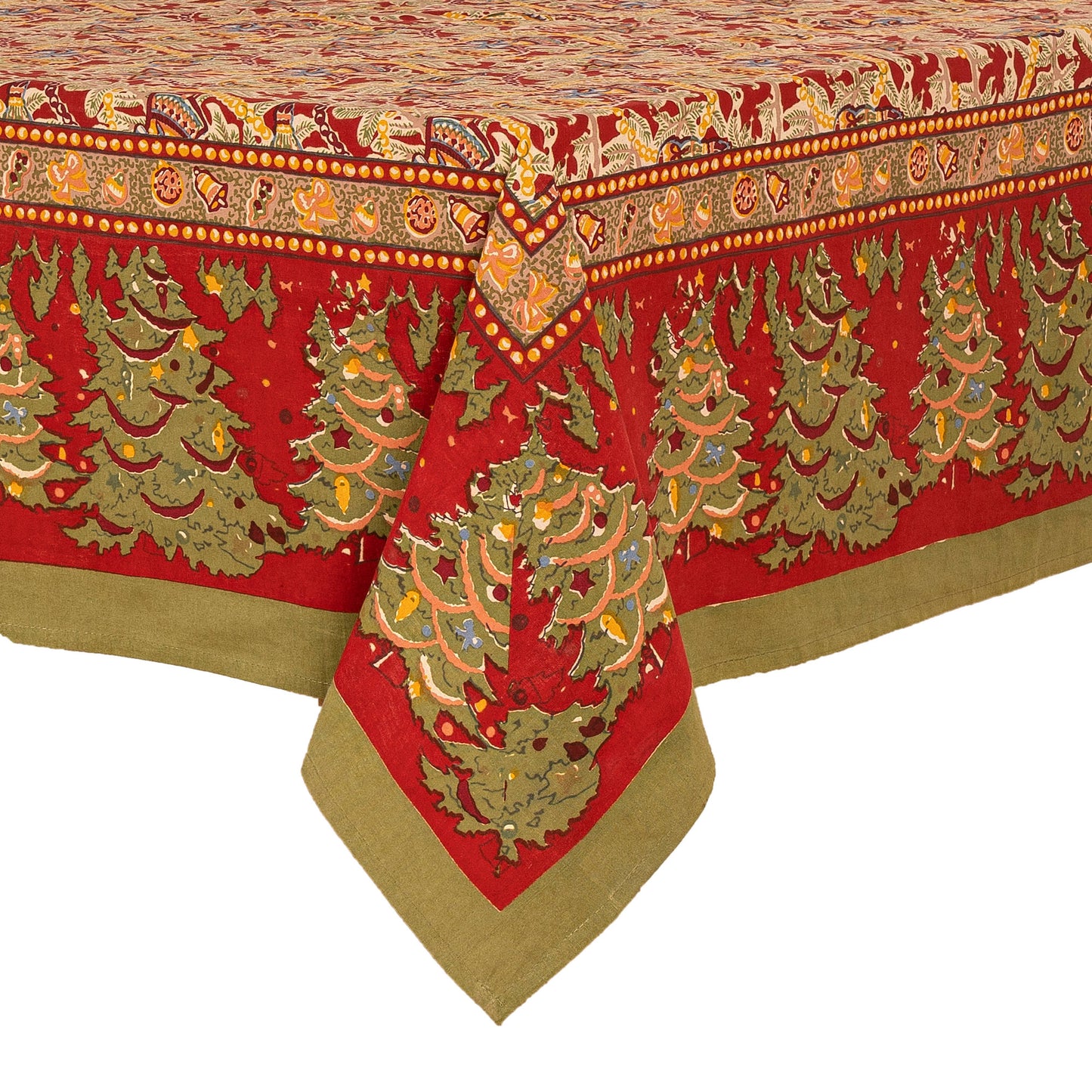 Noel Red & Green | French Tablecloths: 71" x 128"