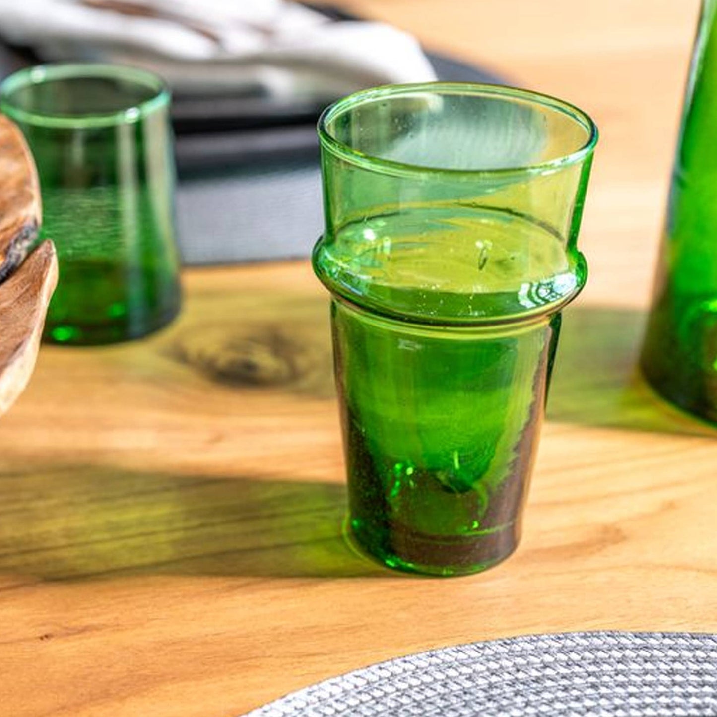 Moroccan Beldi Glassware - Green