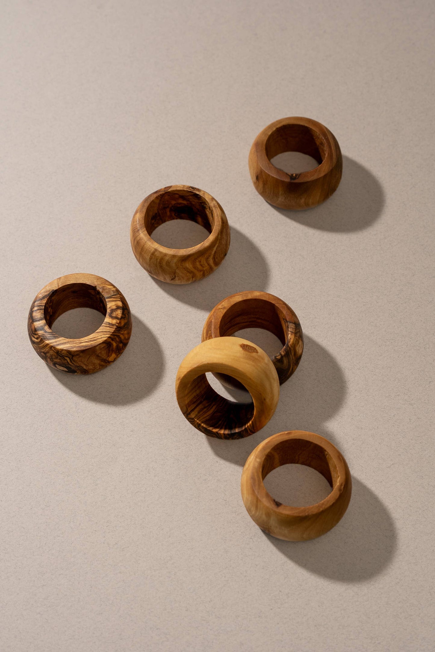 Natural Olive Wood Napkin Rings - set of 2