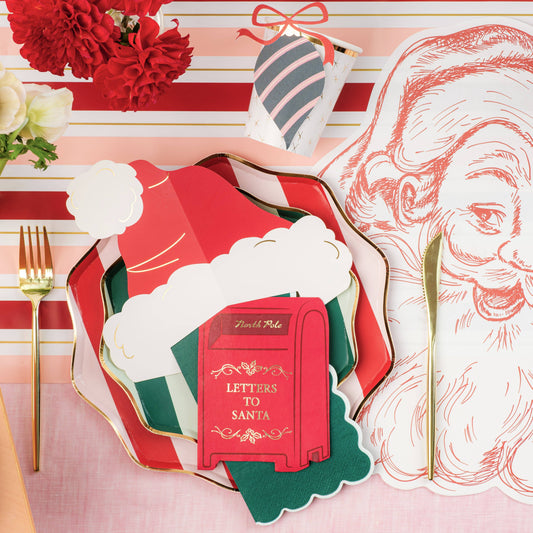 Red Holiday Stripes Dinner Plates