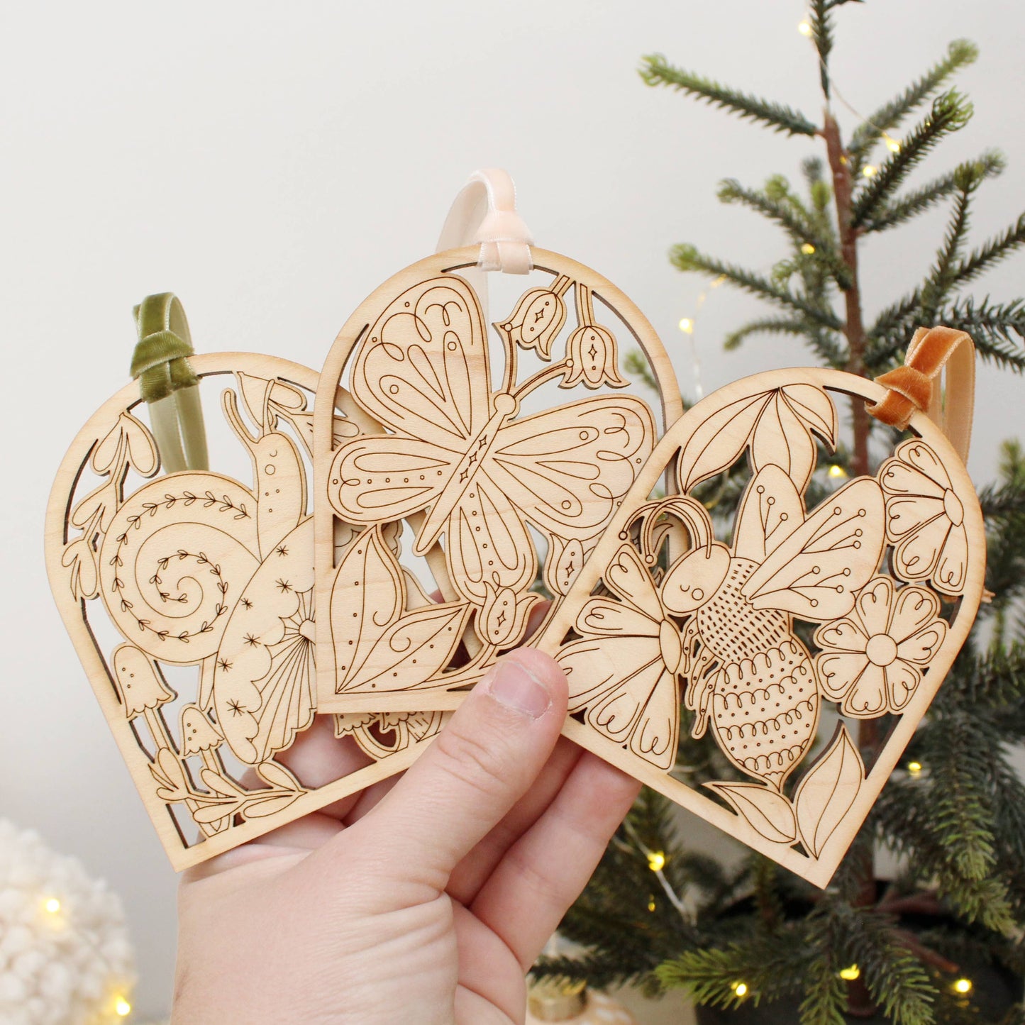 Wooden arch snail christmas holiday ornaments