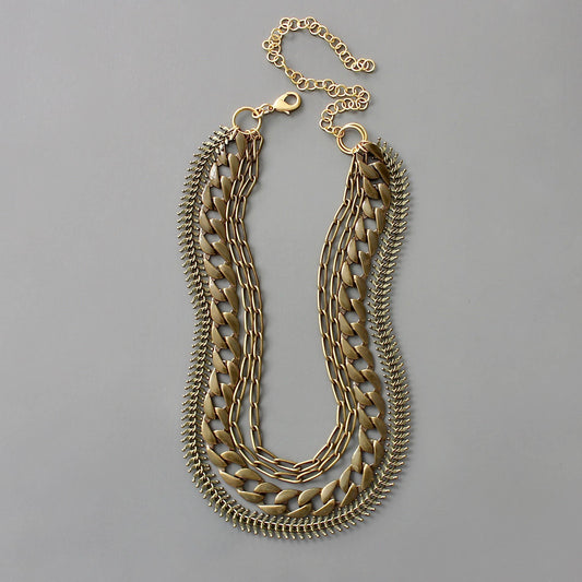 CHR217 Multi strand brass ox chain necklace