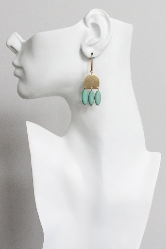 MLNE18 Turquoise geometric earrings