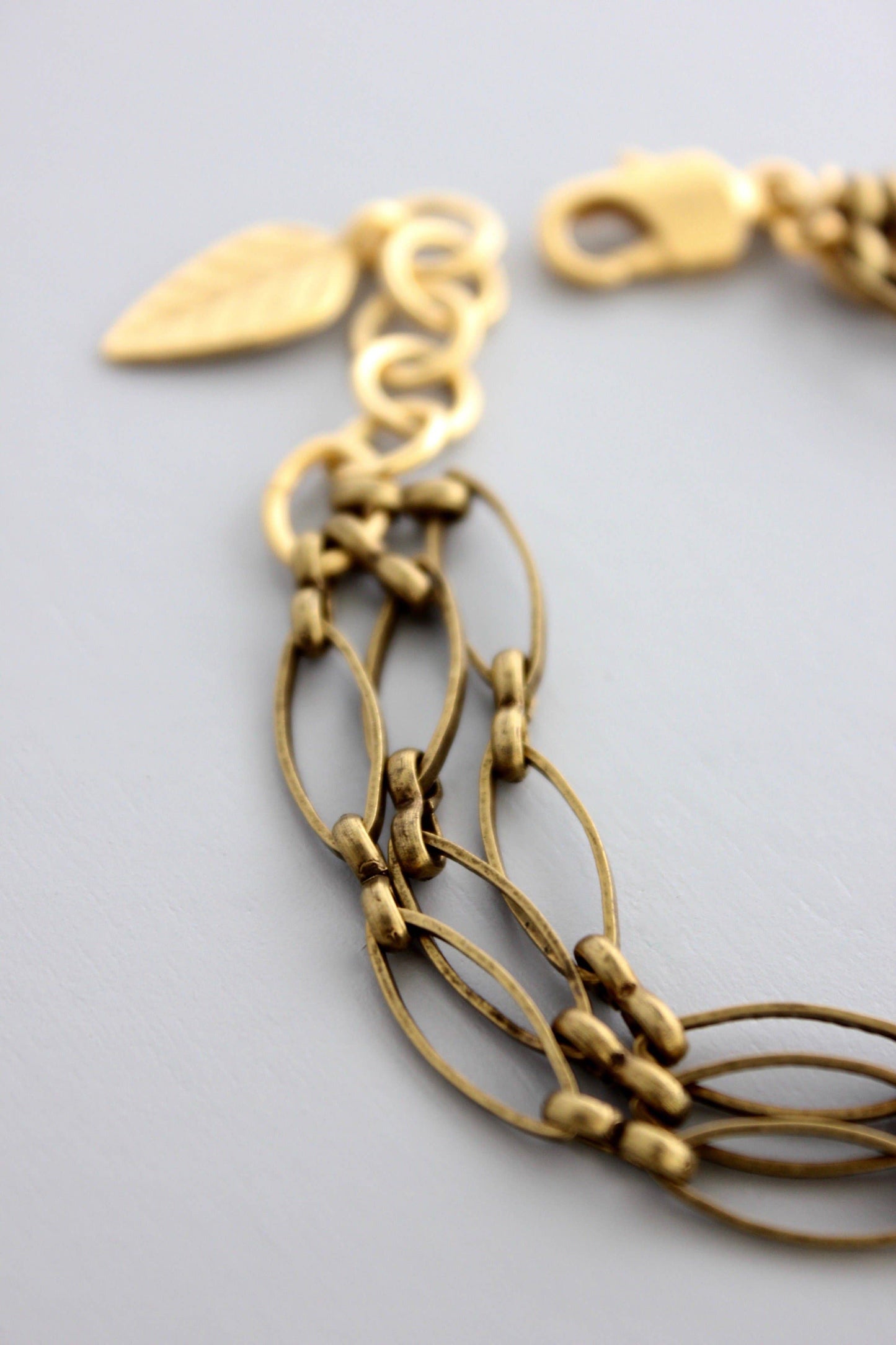 DORB10 Triple Strand Oxidized Brass Chain Bracelet
