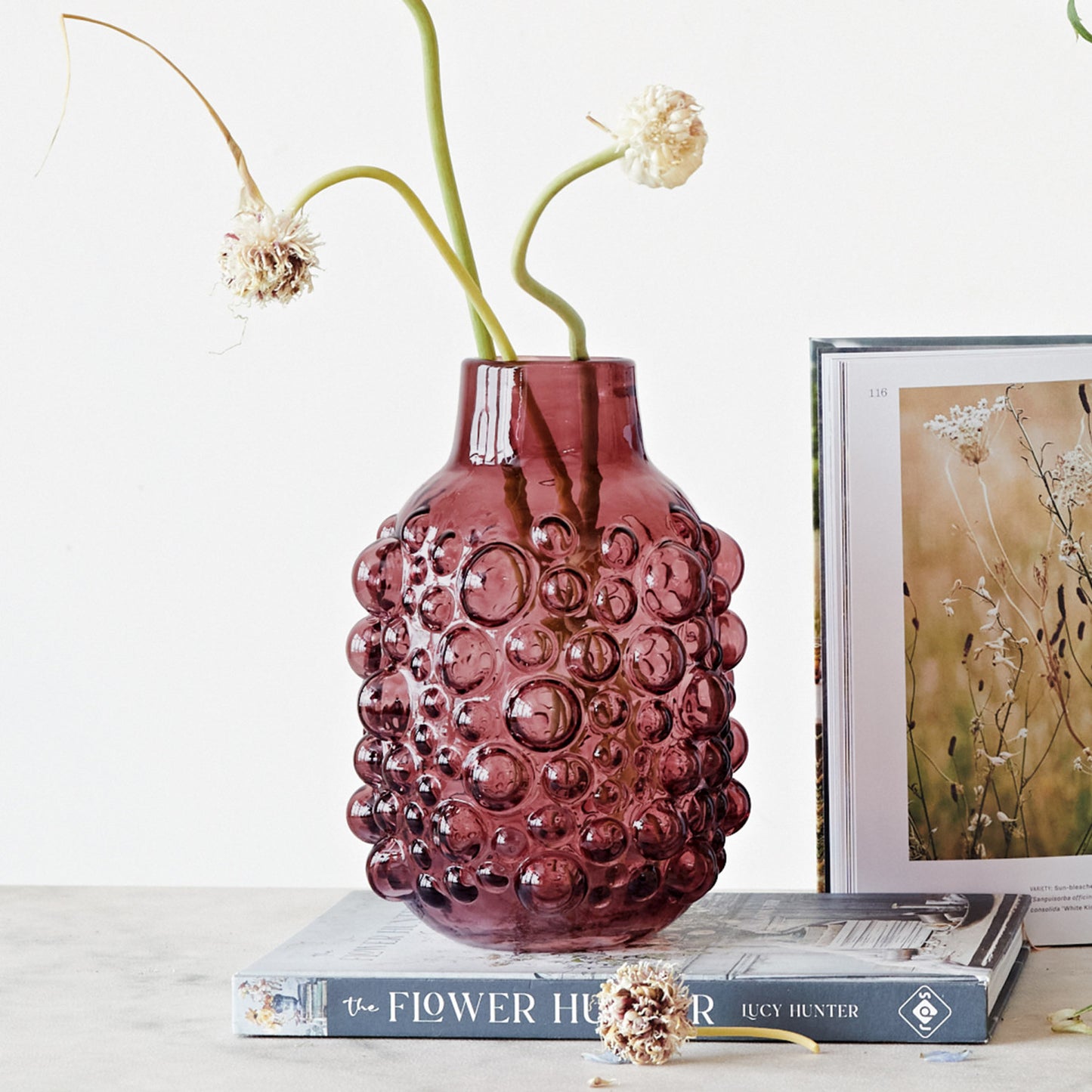 Glass Vase w/Raised Dots