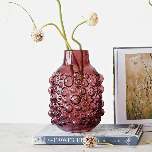 Glass Vase w/Raised Dots