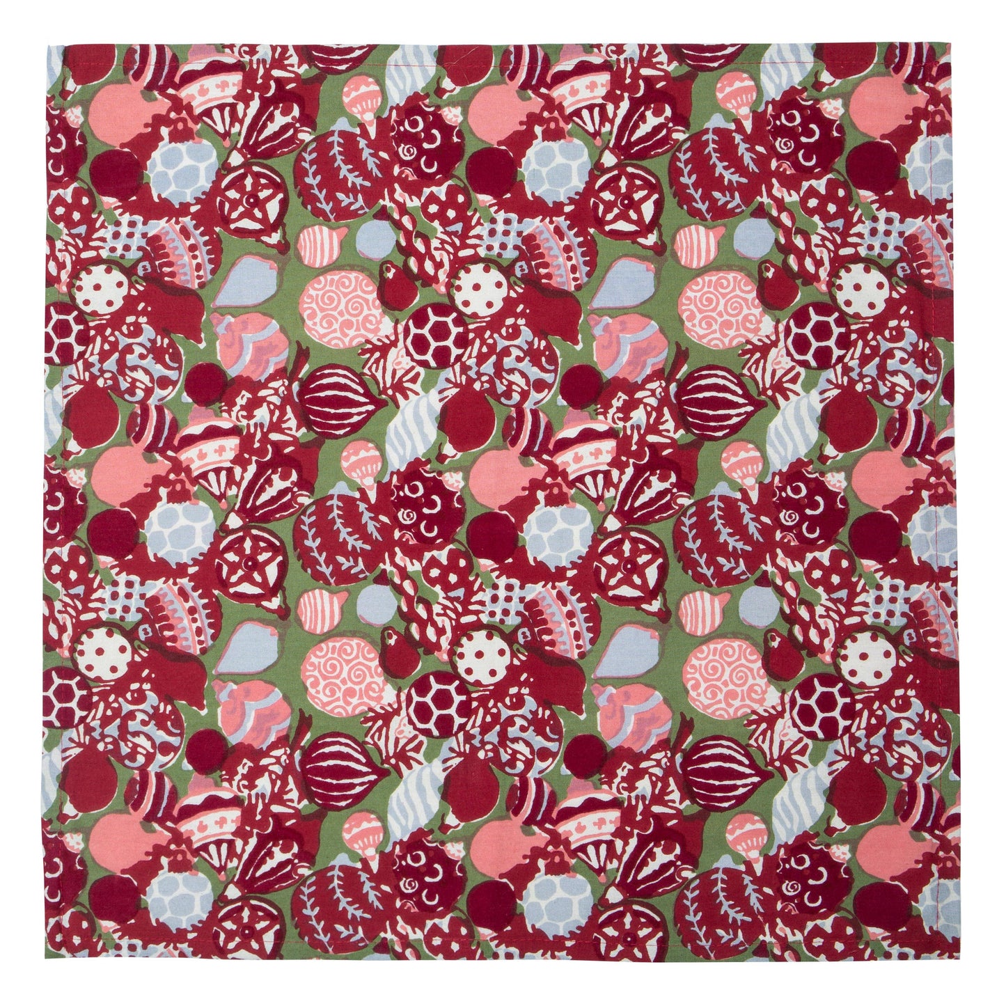 Ornaments Green and Red Napkins 19x19 - Set of 6