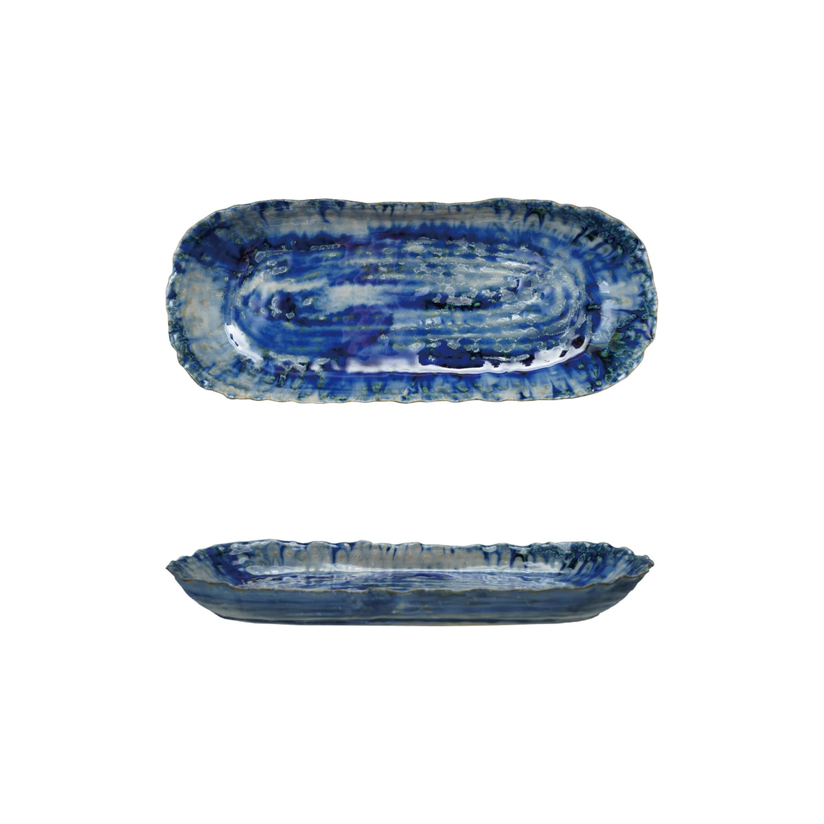 Stoneware Platter Blue 13x5