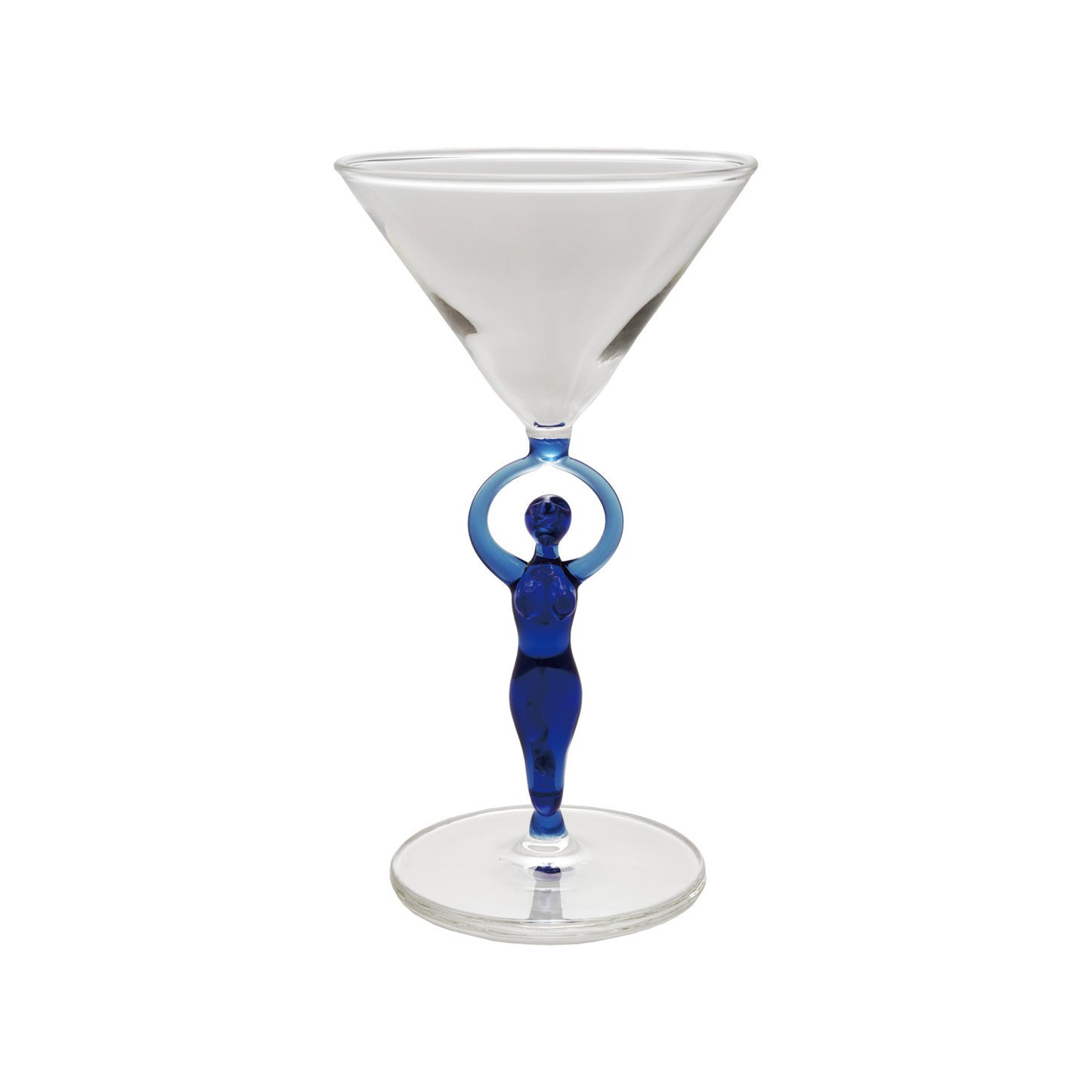 Martini Glass with Hand-Blown Mermaid Stem, Blue