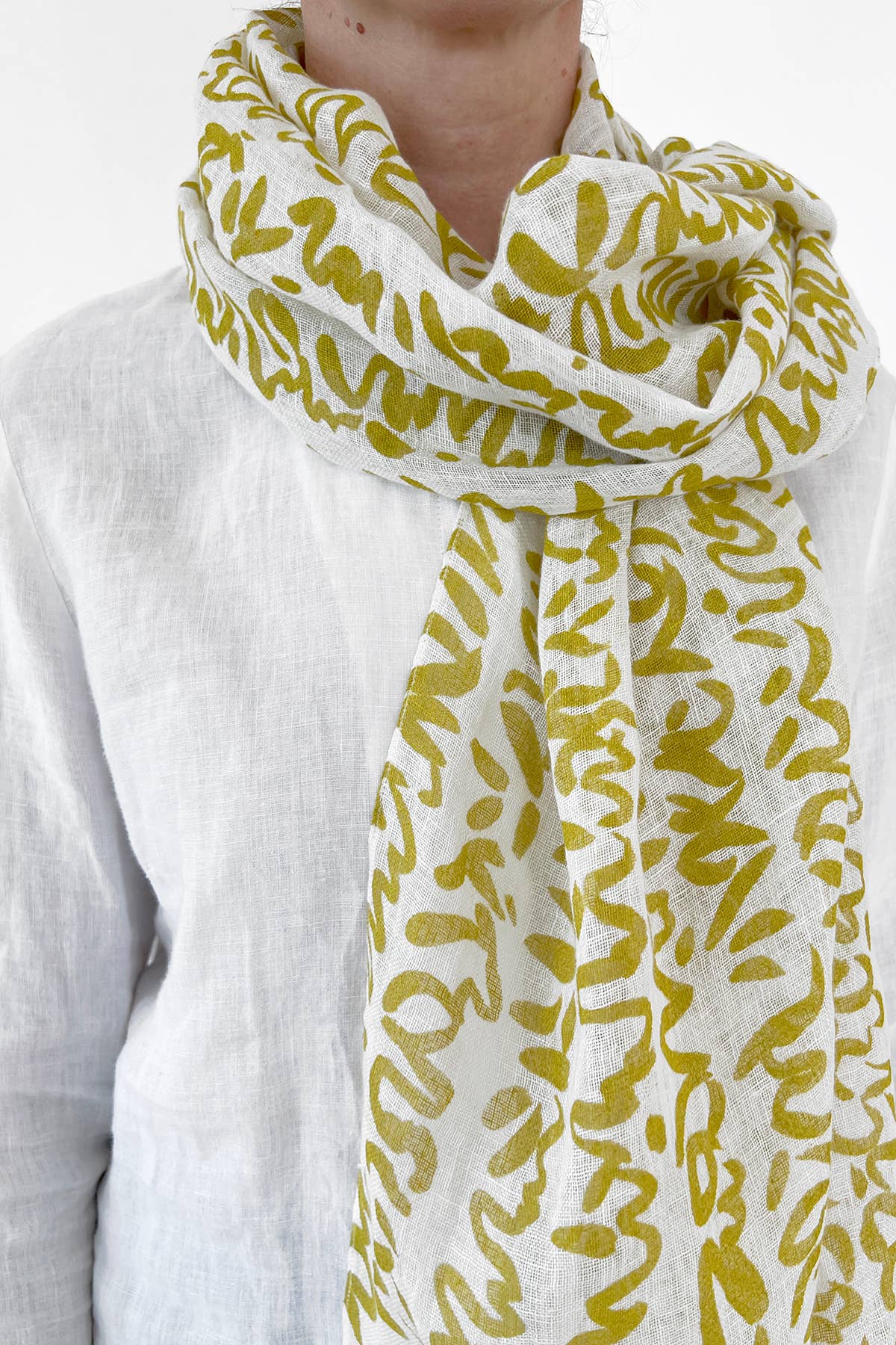 Linen Scarf: Rocks Blue/Blue