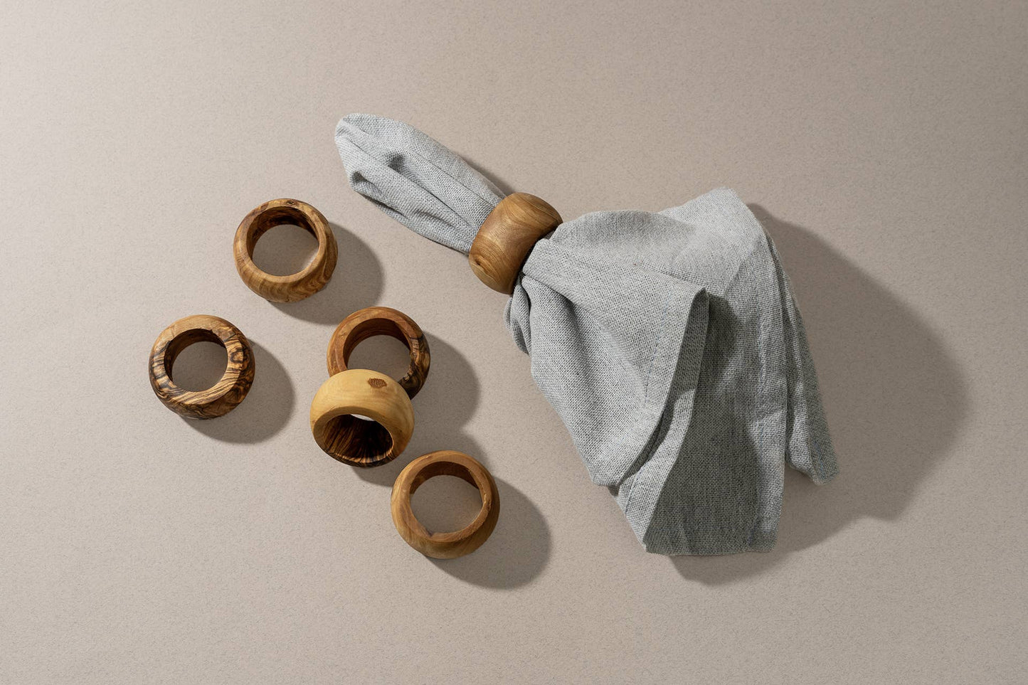 Natural Olive Wood Napkin Rings - set of 2