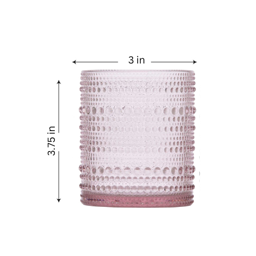 Vintage Rose/Clear Hobnail Lowball Glasses (Set of 1) - 10oz: Clear