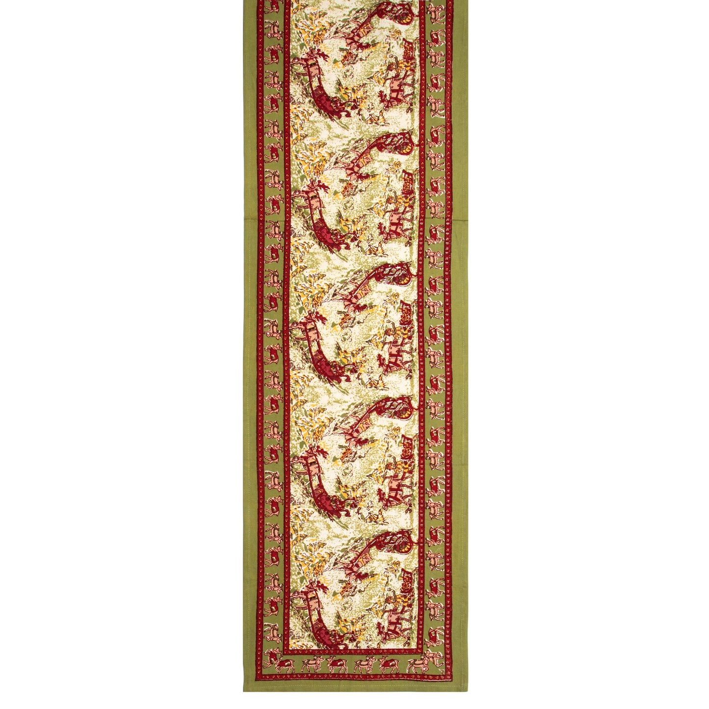 Renne Reindeer Red & Green Runner: 16" x 90"