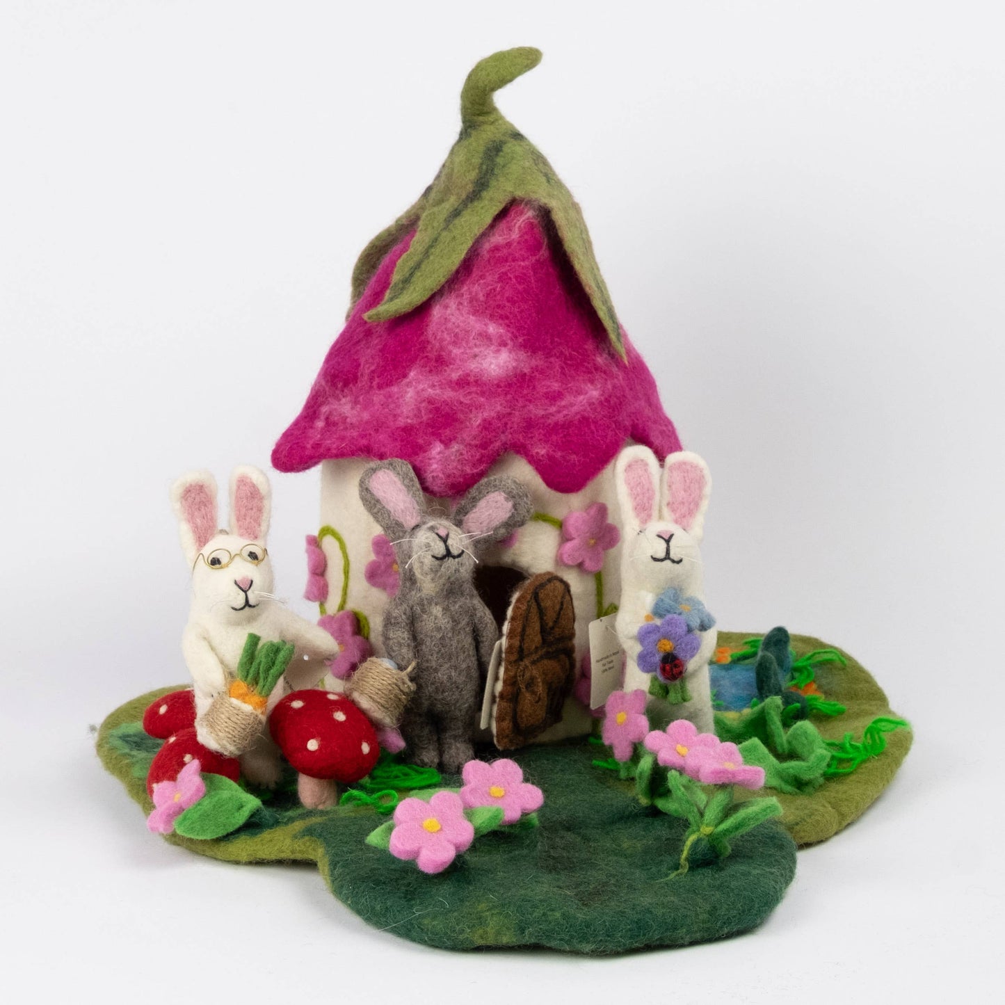 Finger Puppets - Felt Pink Fairy Cottage