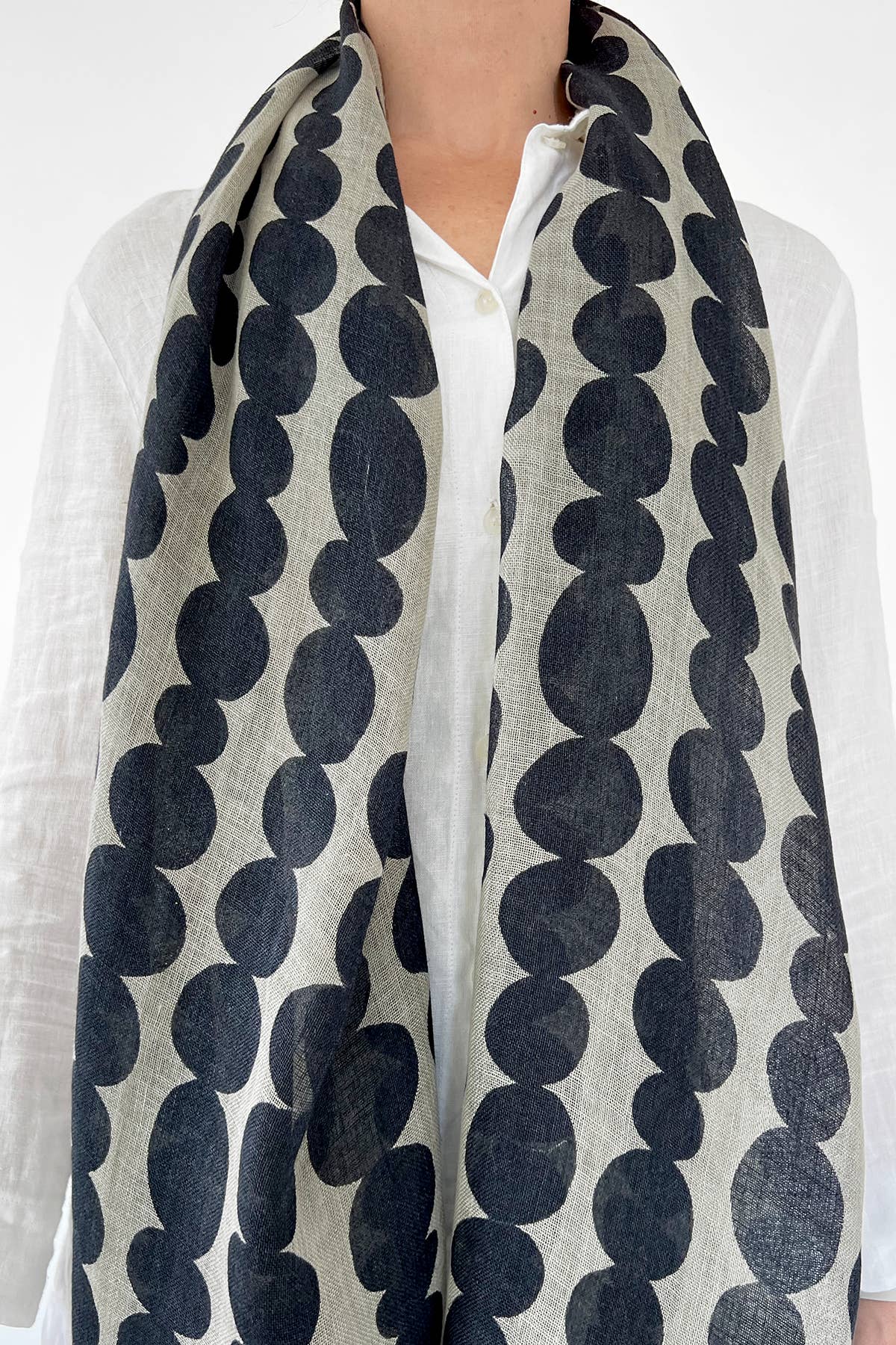 Linen Scarf: Rocks Blue/Blue