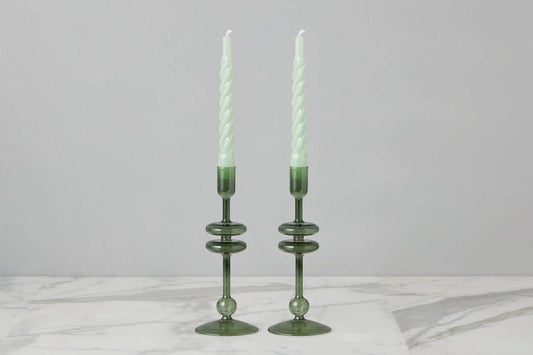Glass Candlestick, Small, Emerald