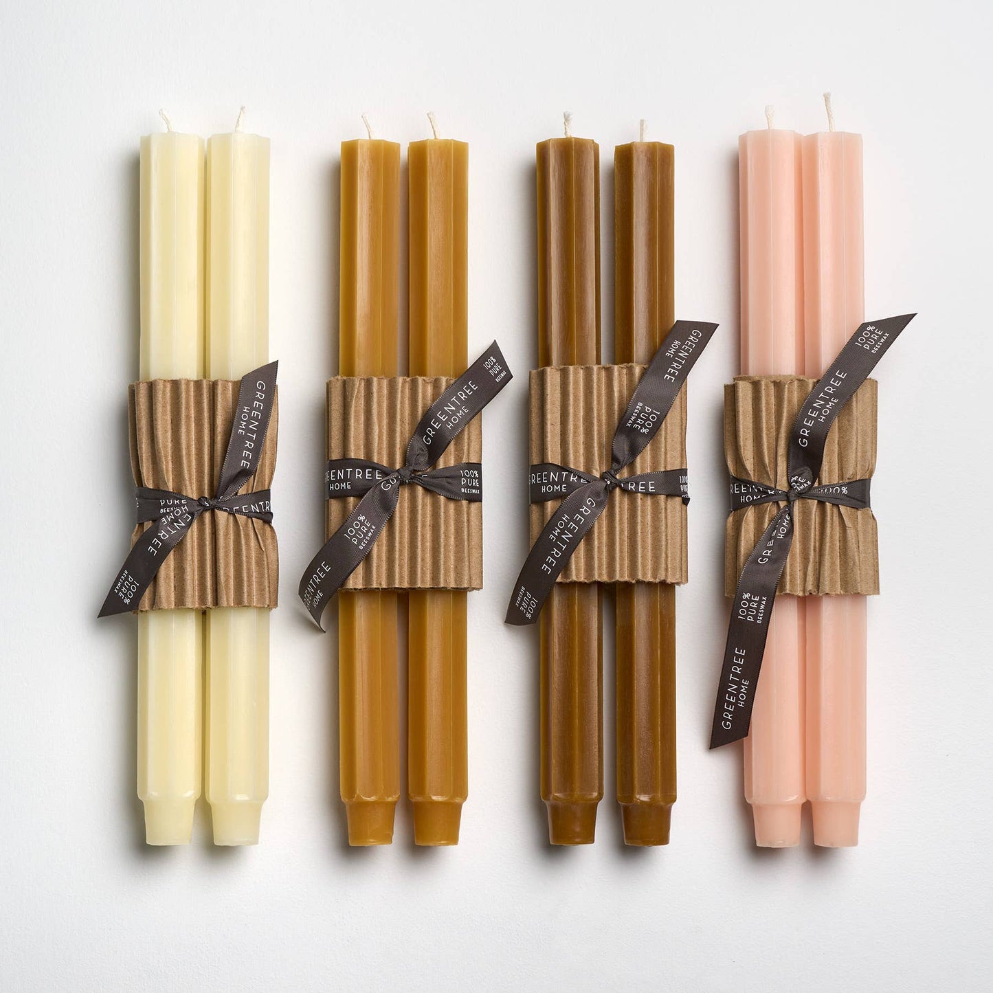 12" Fluted Church Taper Handmade Beeswax Candles: Blueslate