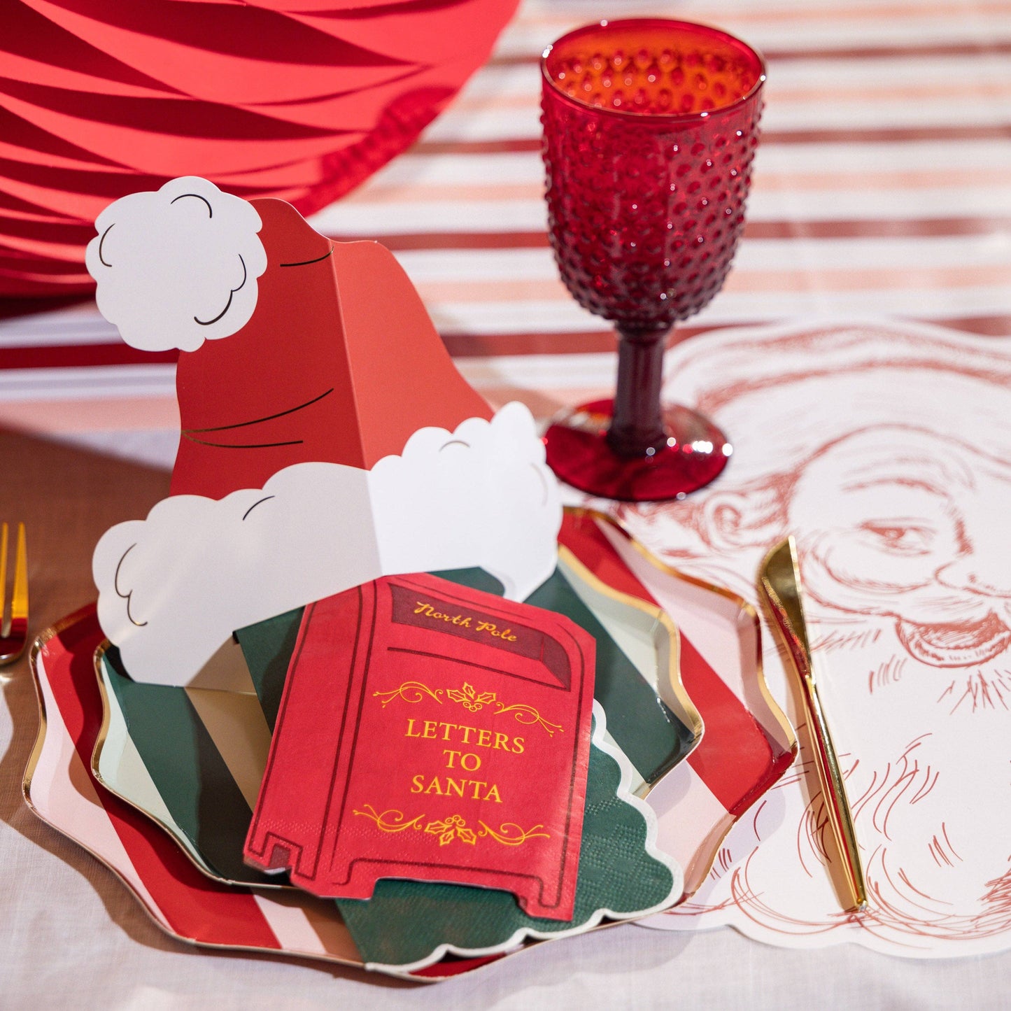 Red Holiday Stripes Dinner Plates