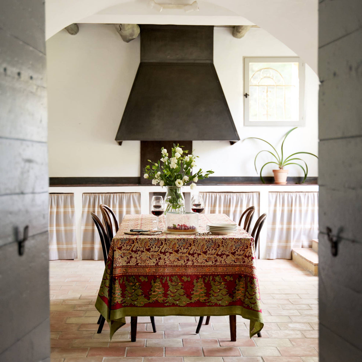 Noel Red & Green | French Tablecloths: 71" x 106"