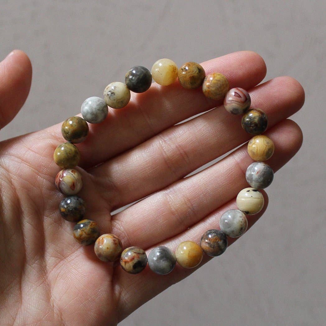 Crazy Lace Agate Bracelet 8mm or 6mm - Crystals & Stones: 8mm