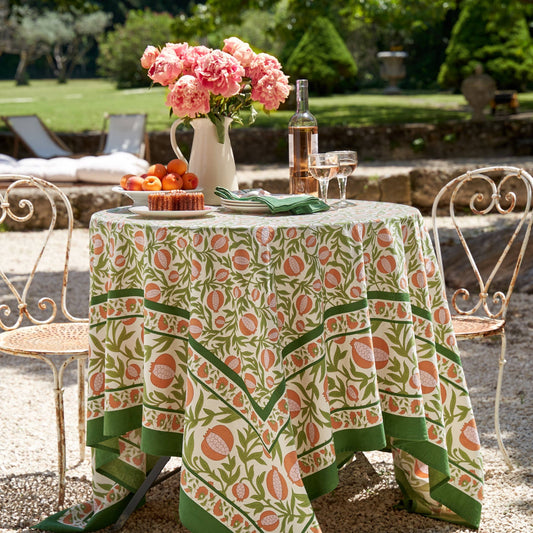 Grenadine Orange & Green Tablecloth: 71" x 128"