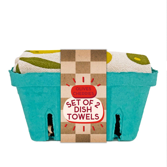 COCKTAIL HOUR (Olive, Cherry) - Tea Towel Set of 2
