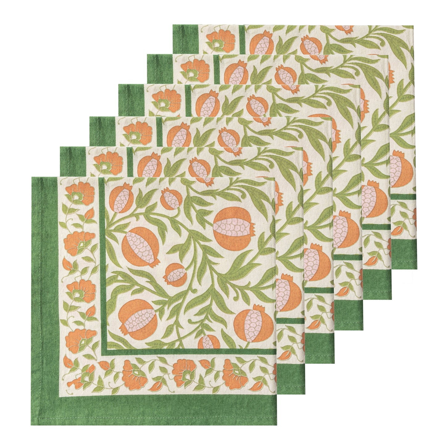 Grenadine Orange & Green Napkins 19x19 - Set of 6