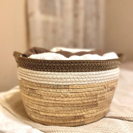 Soft Water Hyacinth and Cotton Storage Basket