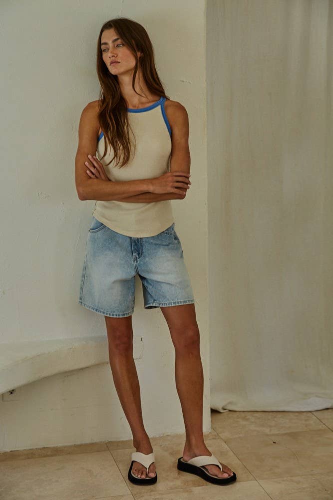 Knit Cotton Spandex Tank Top: Natural Orange / M