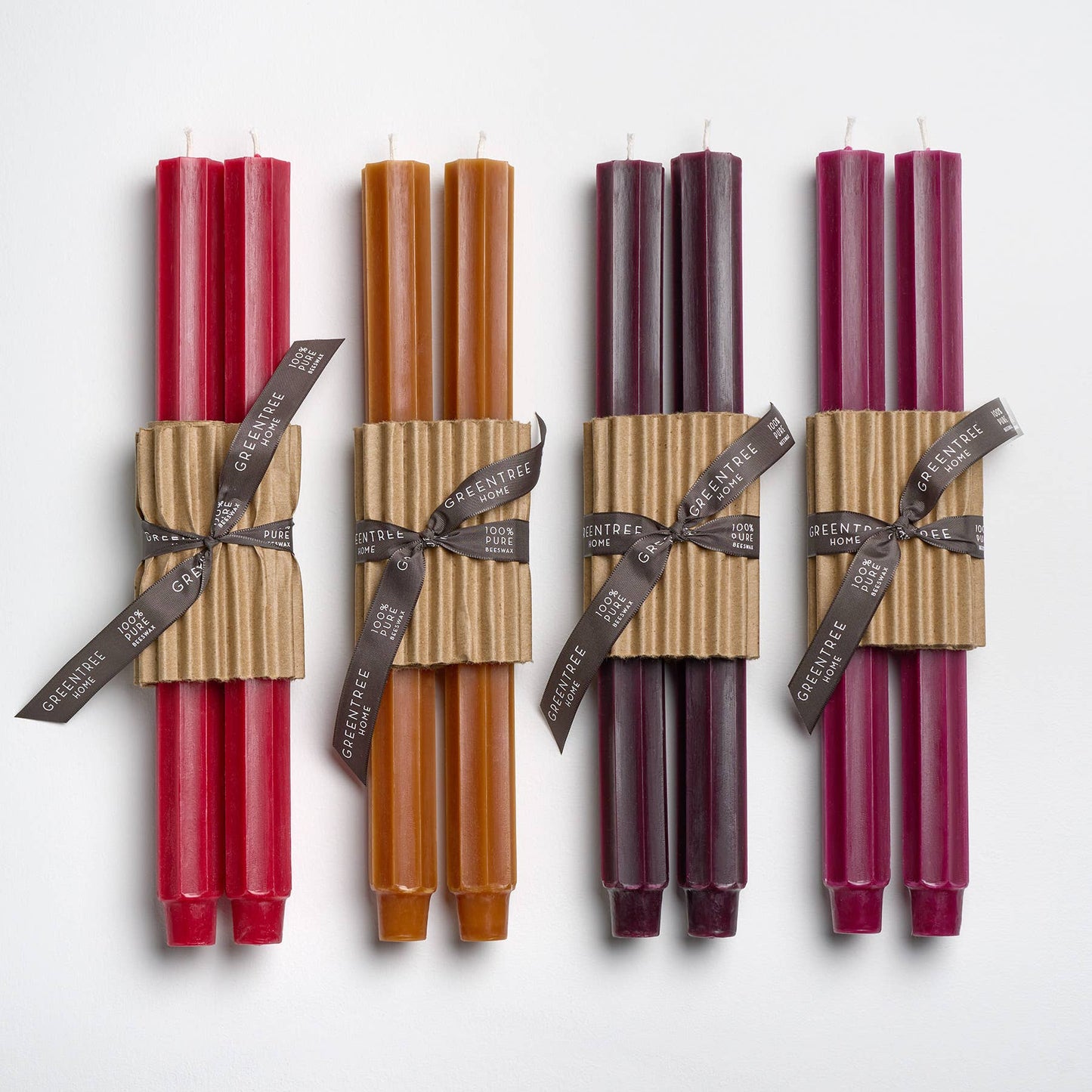12" Fluted Church Taper Handmade Beeswax Candles: Blueslate
