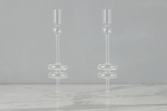 Glass Candlestick, Medium, Clear