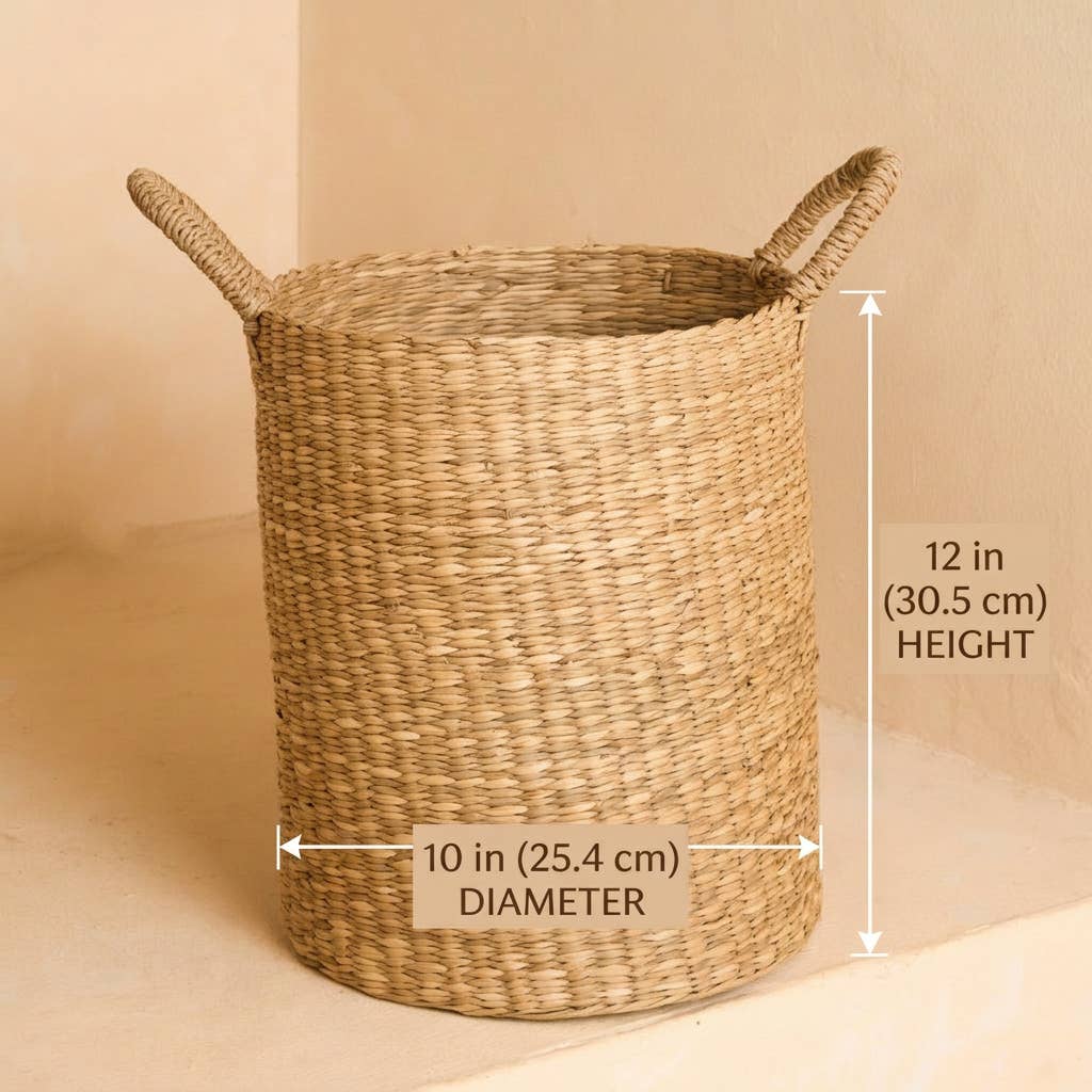 Classic Seagrass Floor Basket with Handles – 2 Sizes: Small