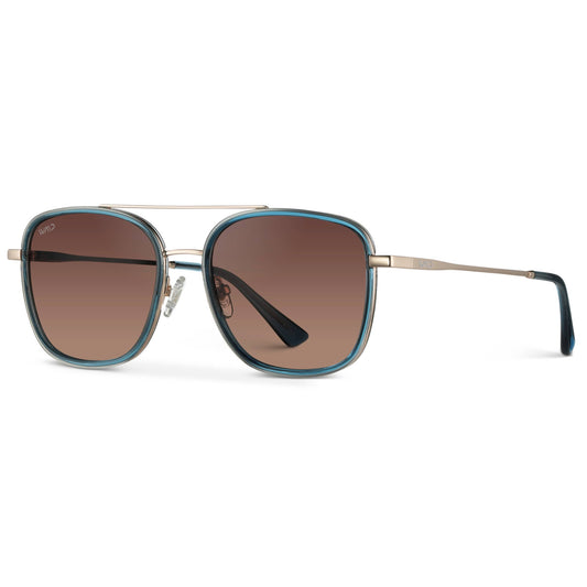 Gia - Women's Square Frame Sunglasses : Crystal Cobalt / Brown Lens