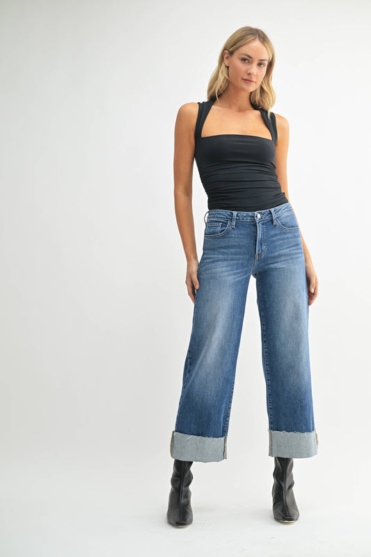 BP600 - MD - Scissor Cut Cuffed Wide Leg