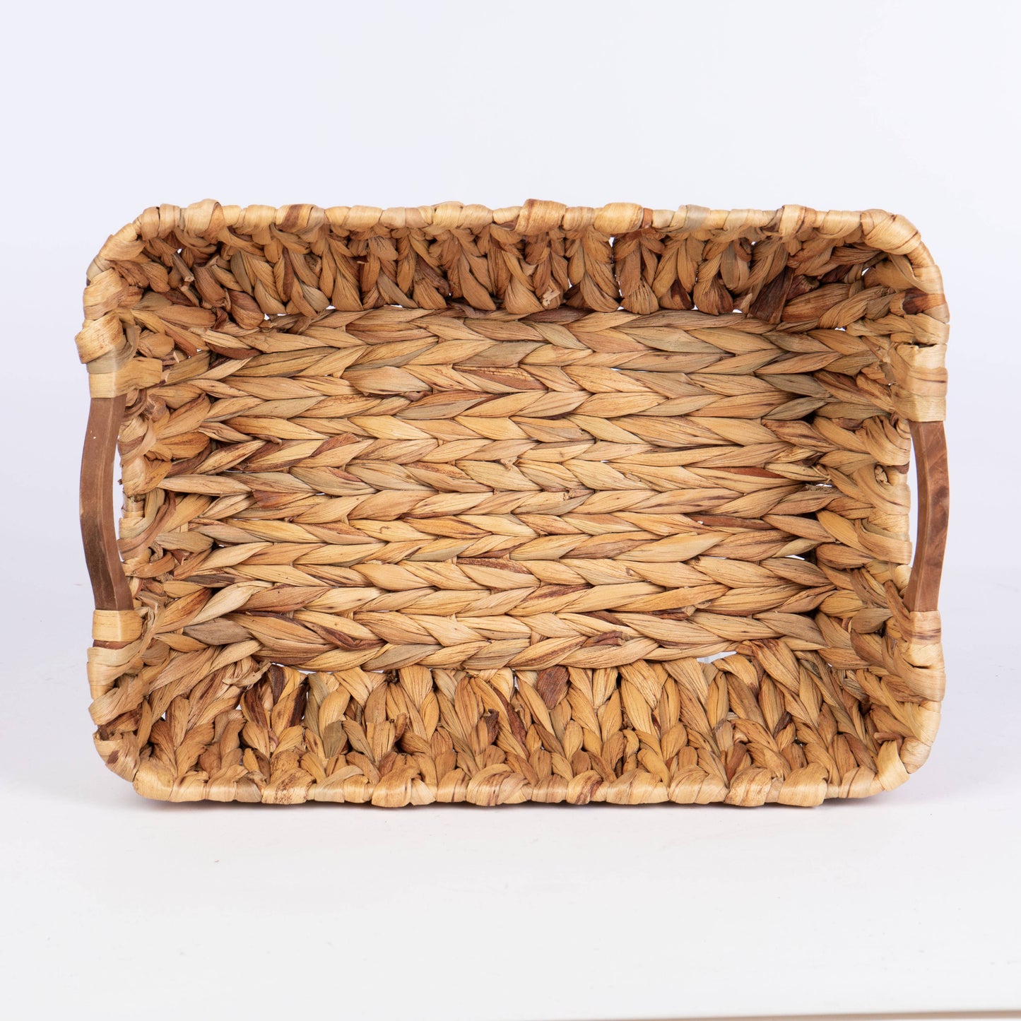 Rectangular Hyacinth Tub Basket w/wood handles