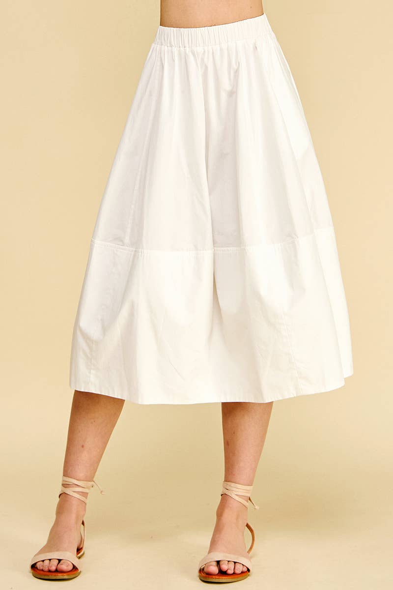 PLEATED POPLIN MIDI SKIRT - 6575S: KHAKI / M