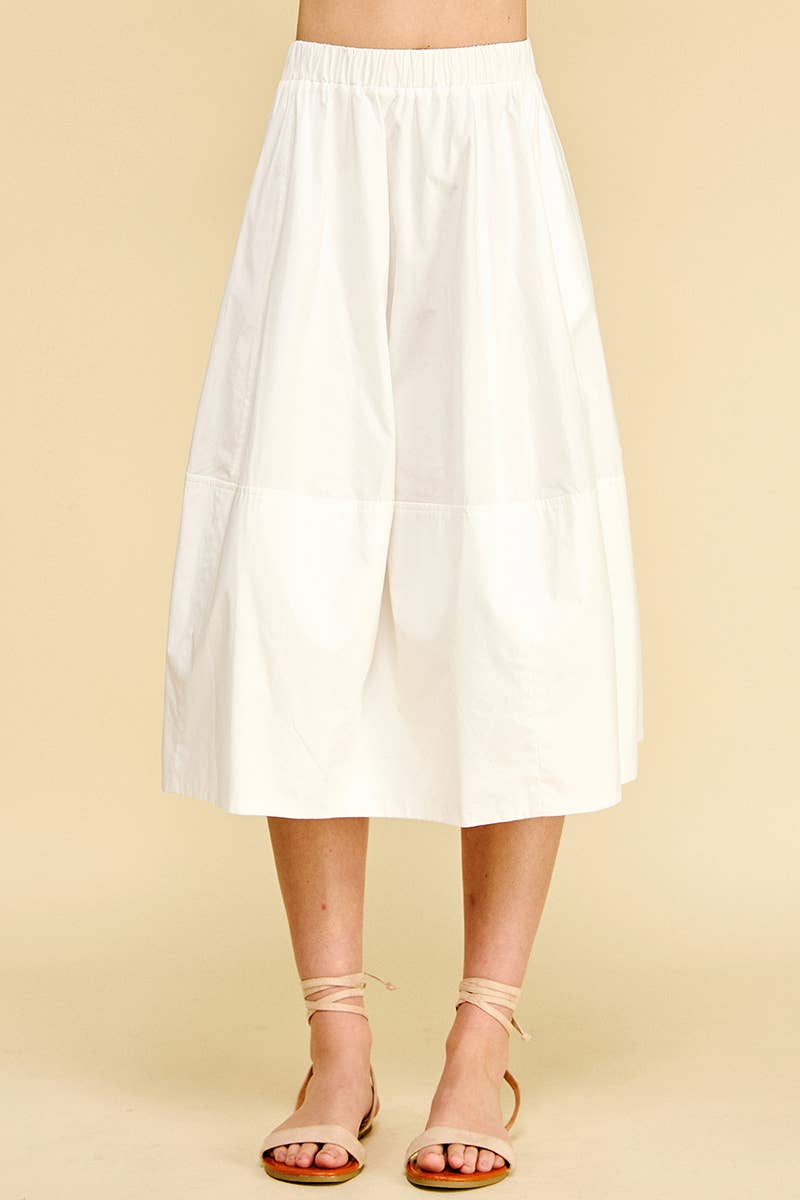 PLEATED POPLIN MIDI SKIRT - 6575S: KHAKI / M