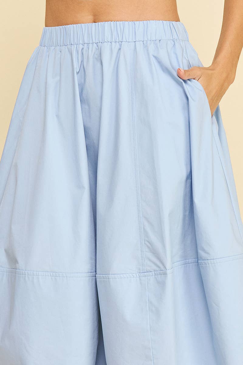 PLEATED POPLIN MIDI SKIRT - 6575S: KHAKI / M