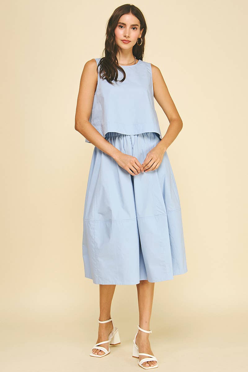 PLEATED POPLIN MIDI SKIRT - 6575S: KHAKI / M