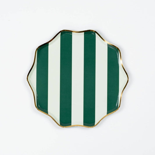 Green Holiday Stripes Dessert Plates