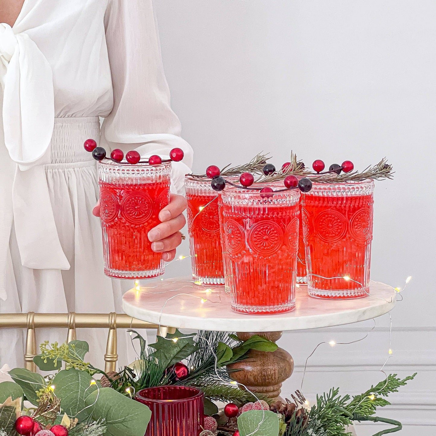 13 oz. Vintage Style Textured Drinking Glass