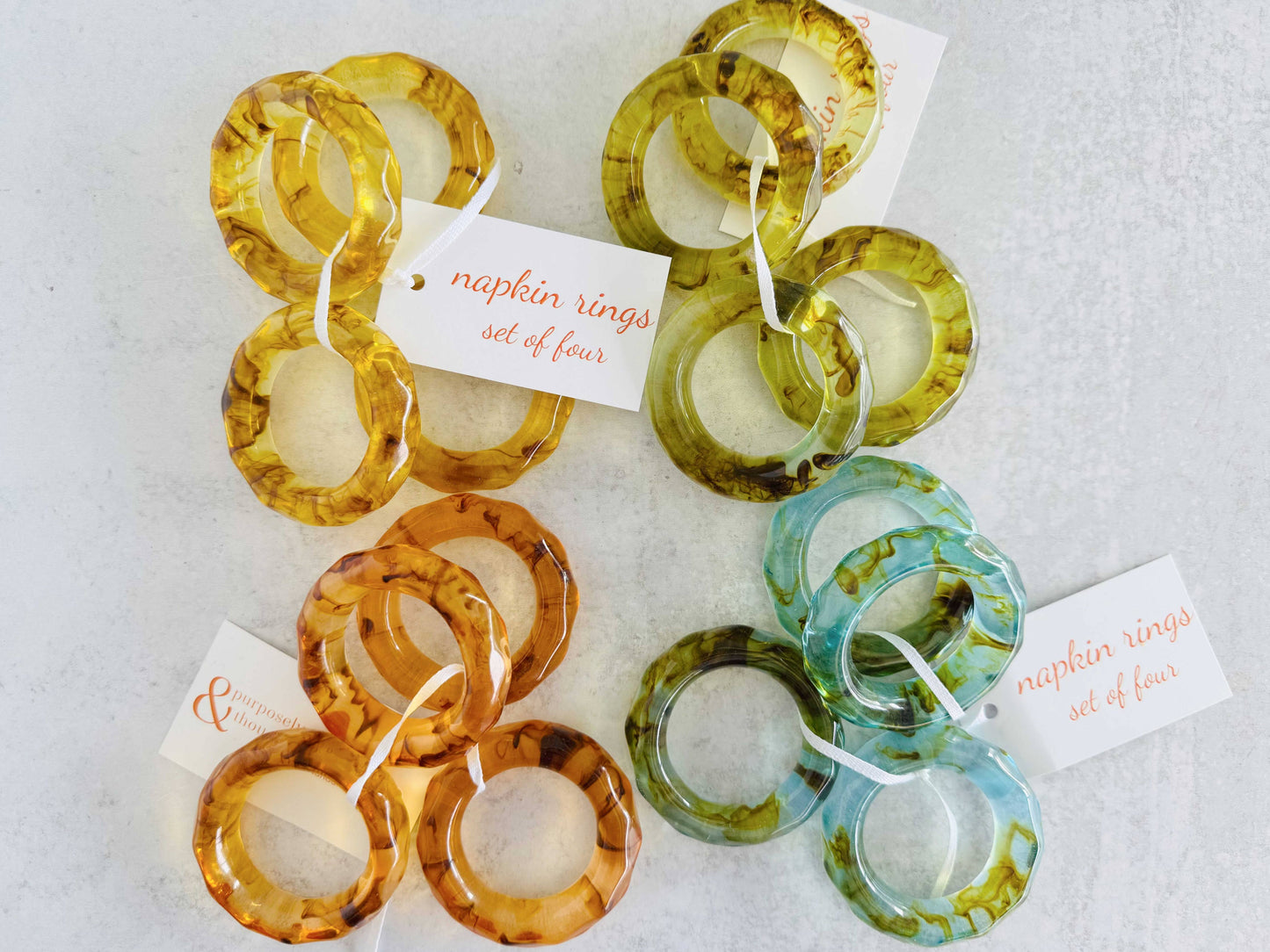 Napkin Rings, set of four- Elements: Moss