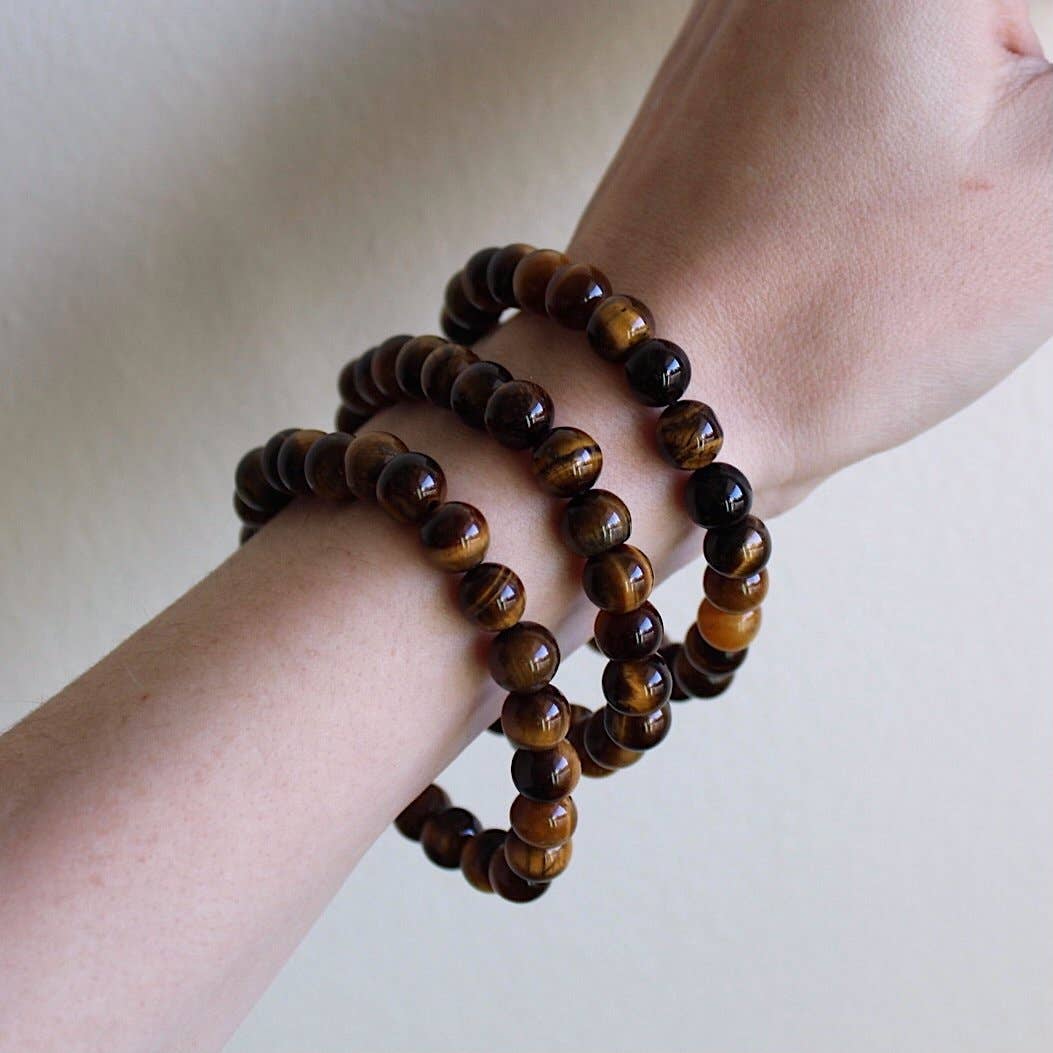 Tiger's Eye Bracelet 4mm/6mm/8mm - Crystals & Stones: 8mm