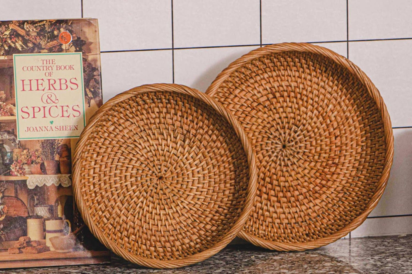 Round Rattan Tray (set of 3)