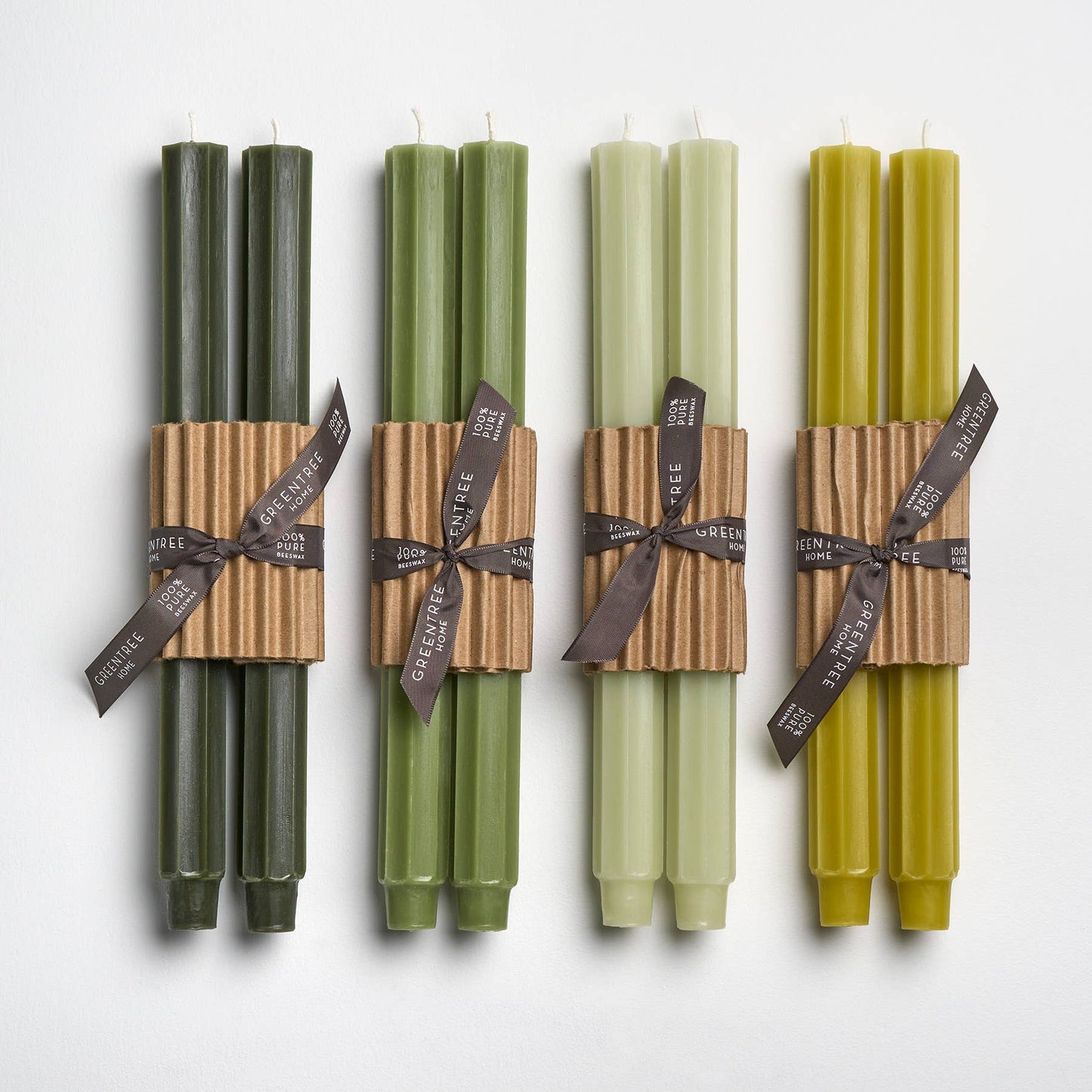 12" Fluted Church Taper Handmade Beeswax Candles: Blueslate