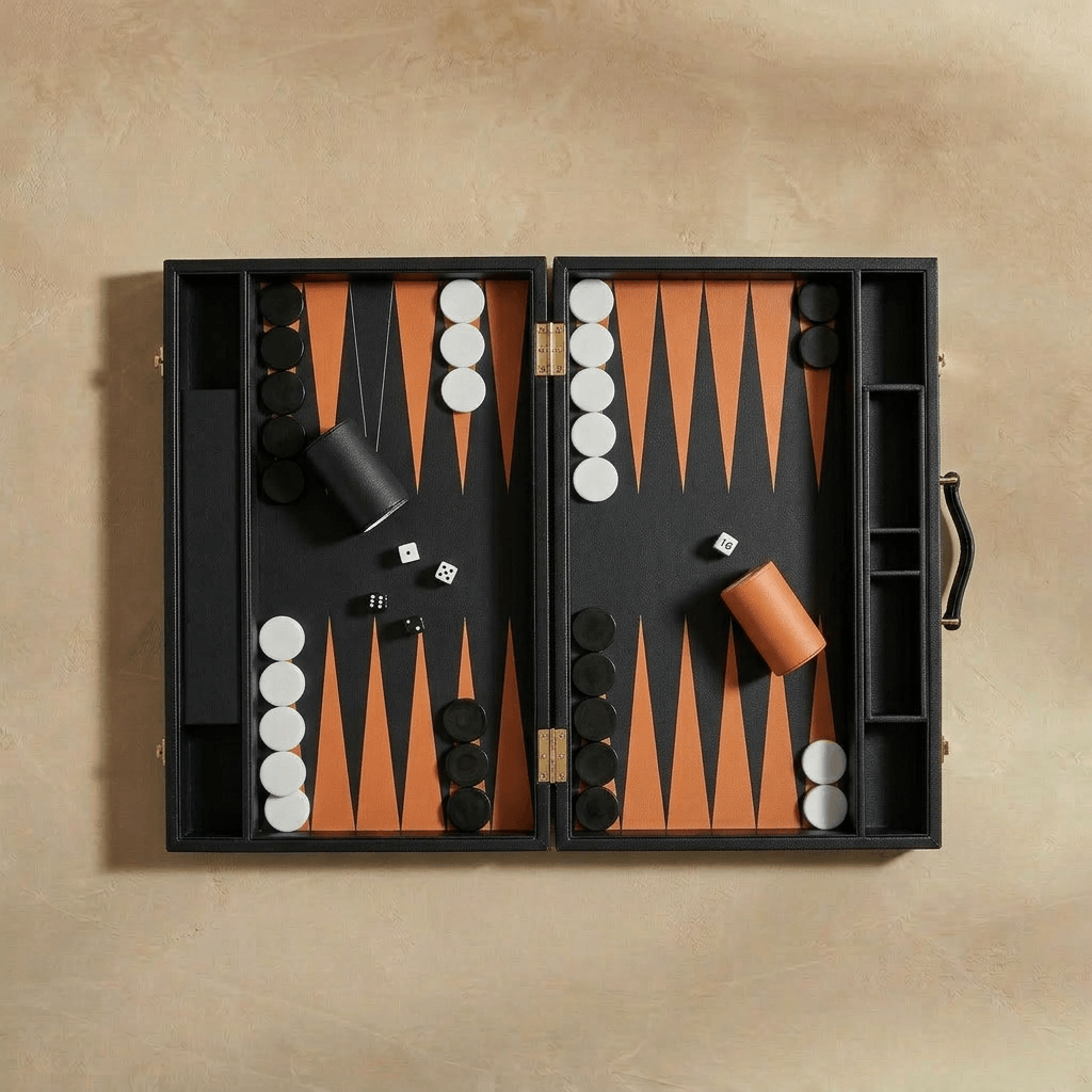 Leather Backgammon Set - Black And Brown