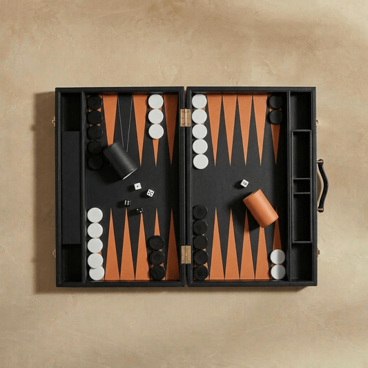 Leather Backgammon Set - Black And Brown