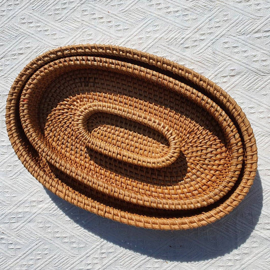 Oval Rattan Tray (Set of 3)