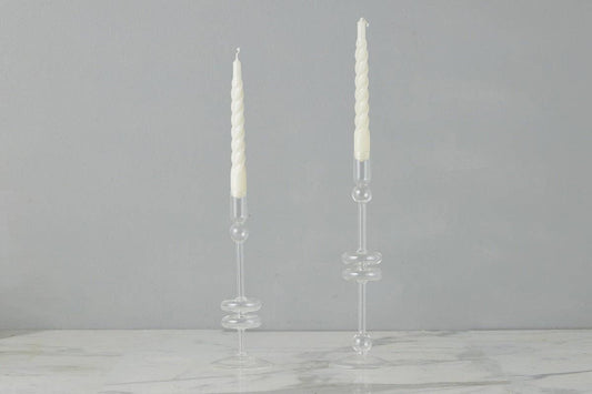 Glass Candlestick, Medium, Clear